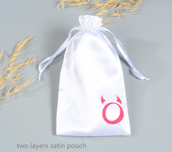 white two layers satin pouch