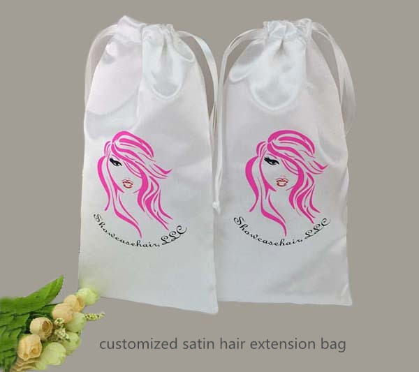 customized satin hair extension bag