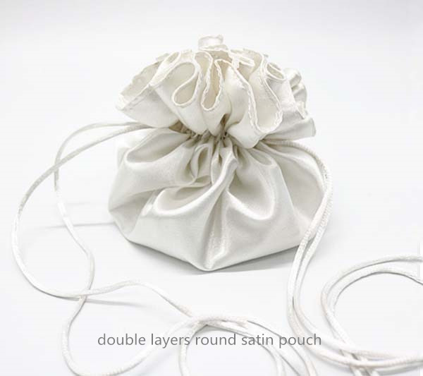 double layers round satin pouch