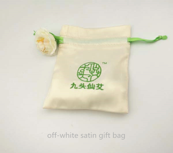 embroidery off-white satin gift pouch