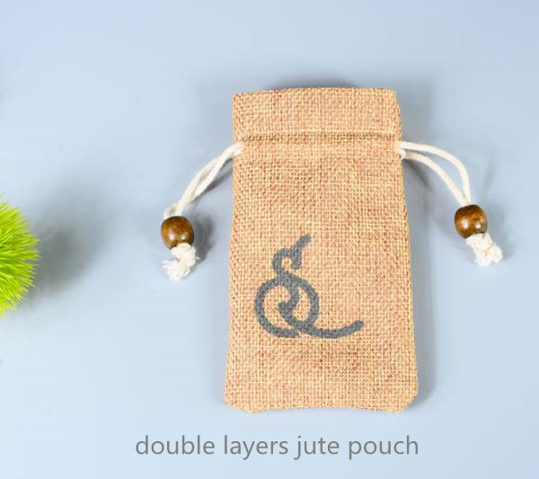 double layers jute jewelry pouch