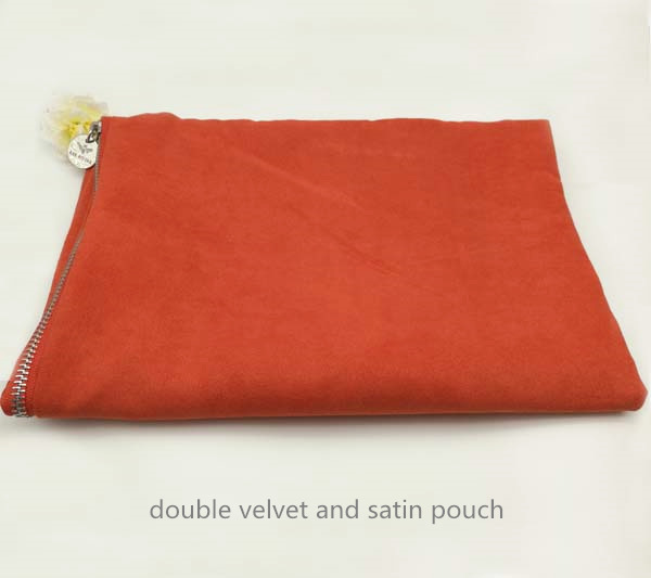 Large double velvet zipper pouch