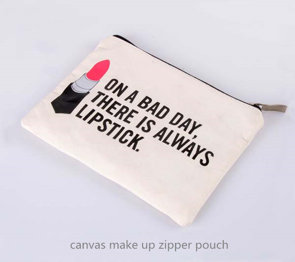 canvas make up zipper pouch, canvas cosmetic pouch