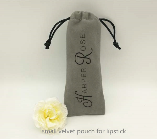 small velvet cosmetic pouch for lipstick