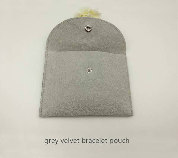 grey velvet bracelet pouch bag