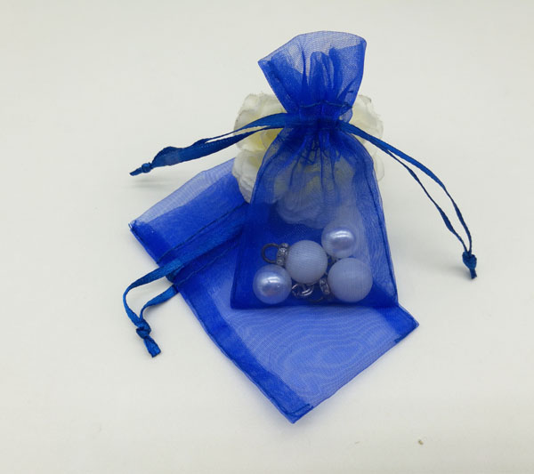 royal blue organza gift jewelry pouch