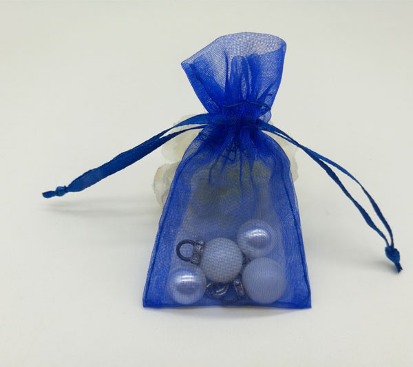 royal blue organza gift jewelry pouch