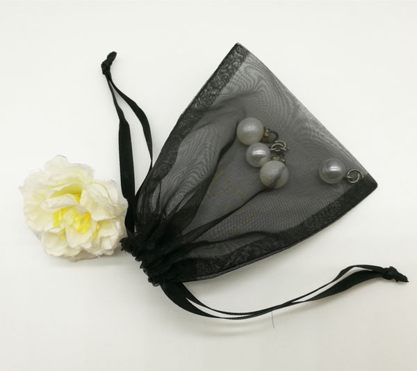 black organza gift bag with customized logo