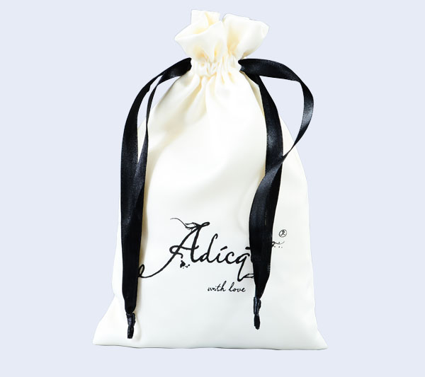 extra thick white satin gift pouch