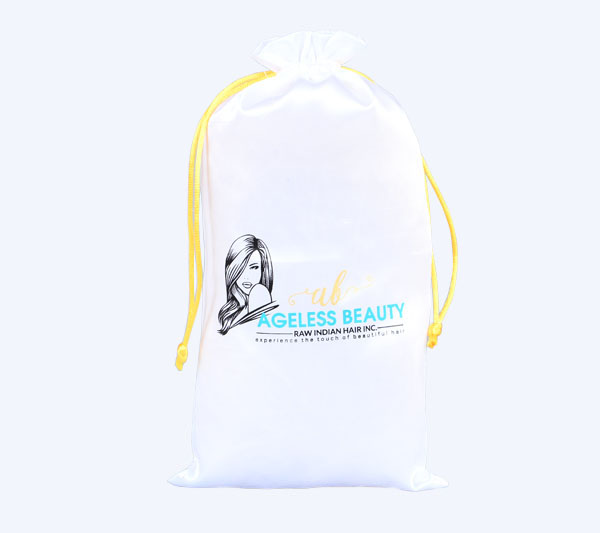 white satin gift drawable bag