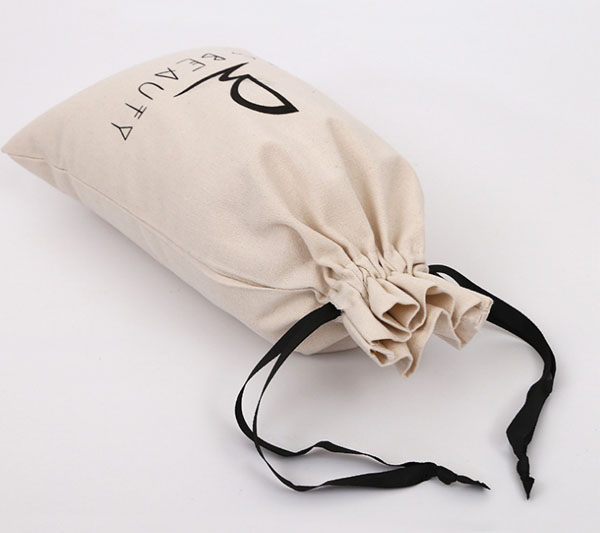 small cotton cosmetics organizer bag drawstring style