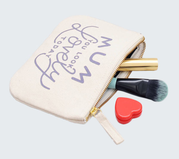 canvas cosmetics clutch bag cotton makeup tools zipper pouch