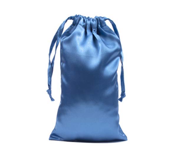 blue silk drawstring bag 