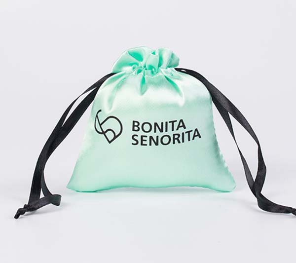Turquoise Satin Drawstring Gift Pouch 