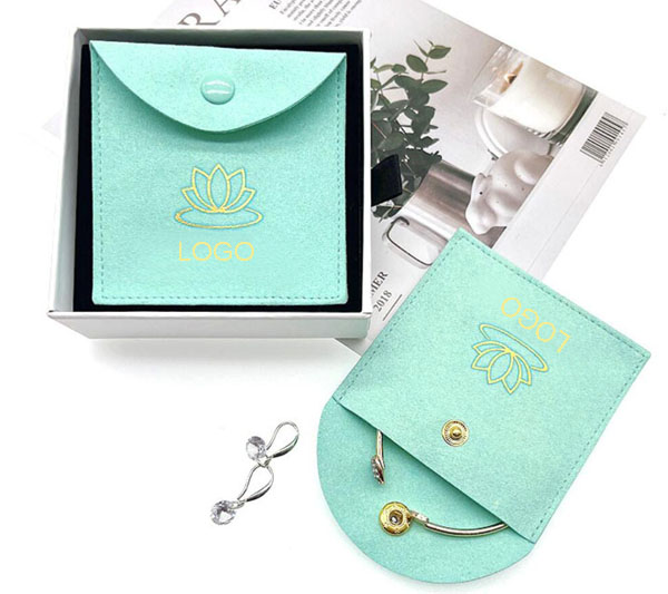 Turquoise Microfiber Jewelry Pouch with Your Logo 