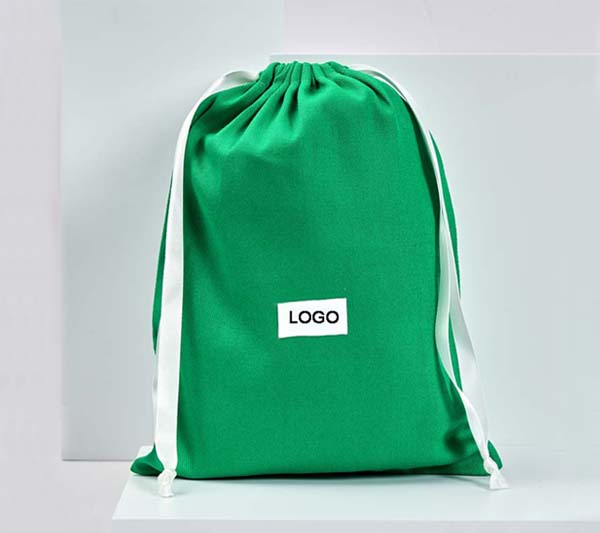 Green Cotton Drawstring bag 